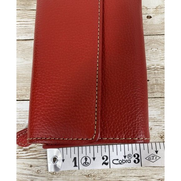 Vintage Genuine Leather Card Wallet ID Bi-Fold Lipstick Red Pebble Snap Closure - Picture 10 of 11